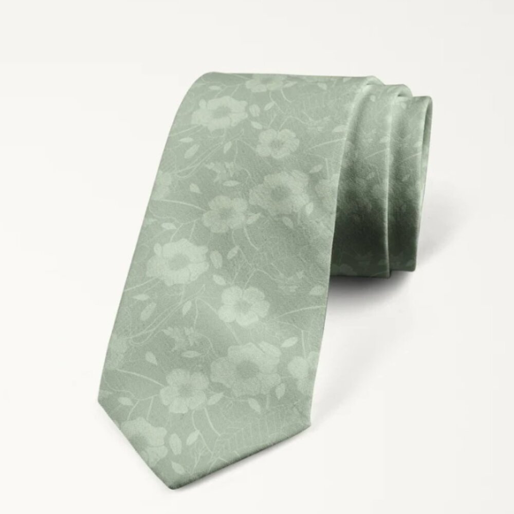 Tie Vibes Light Sage Green Floral Tie
